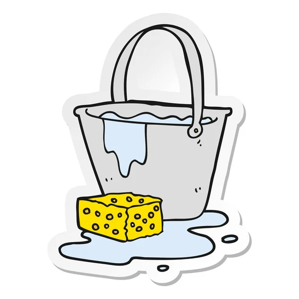 Etiket bir karikatür kova sabunlu su — Stok Vektör