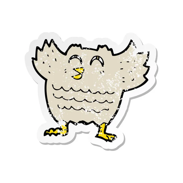 Retro Distressed Sticker Cartoon Owl — Stock Vector