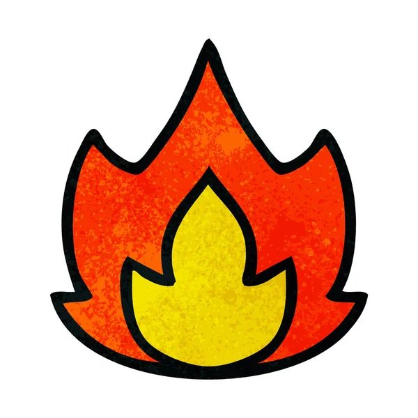 Textura Grunge Retro Dibujos Animados Fuego — Vector de stock