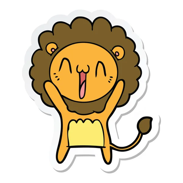 Pegatina León Dibujos Animados Feliz — Vector de stock