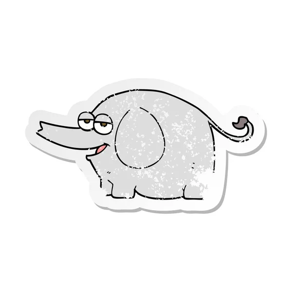 Retro Noodlijdende Sticker Van Een Olifant Van Cartoon Spuiten Van — Stockvector