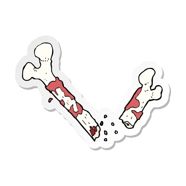 Sticker of a gross broken bone cartoon — Stock Vector