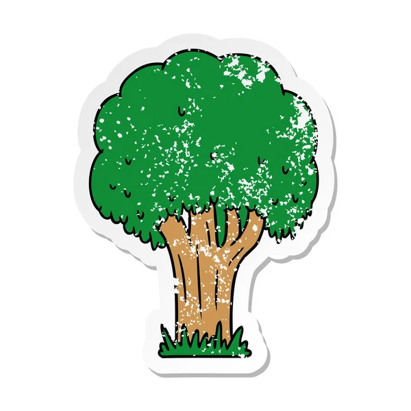 Hand Drawn Distressed Sticker Cartoon Doodle Summer Tree — Stock Vector