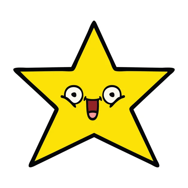 Roztomilý Kreslený Zlaté Hvězdy — Stockový vektor