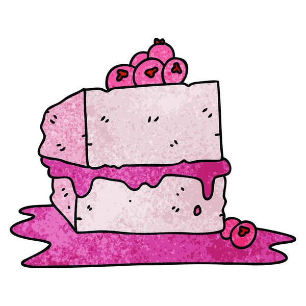Hand Drawn Quirky Cartoon Cake — Stock Vector