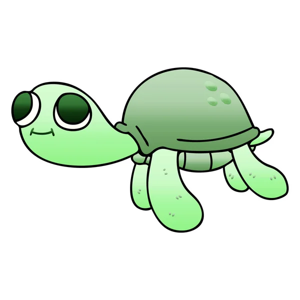 Peculiar gradiente sombreado desenho animado tartaruga — Vetor de Stock