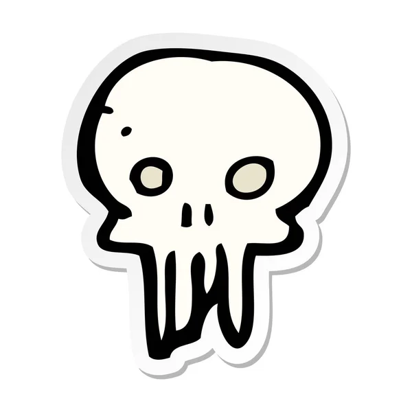 Sticker Cartoon Spooky Skull Symbol — Stock Vector