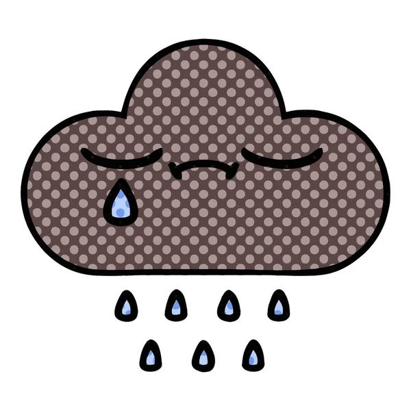 Fumetto stile cartone animato tempesta pioggia nube — Vettoriale Stock