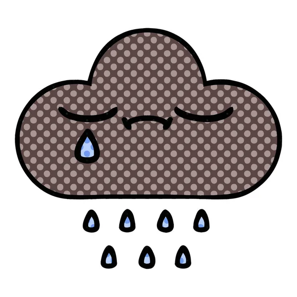 Historieta estilo historieta tormenta lluvia nube — Vector de stock