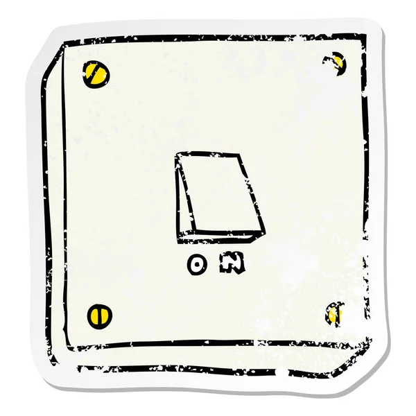 Verontruste Sticker Van Een Cartoon Licht Schakelen — Stockvector
