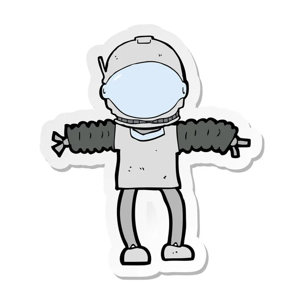 Sticker of a cartoon astronaut — Stock Vector