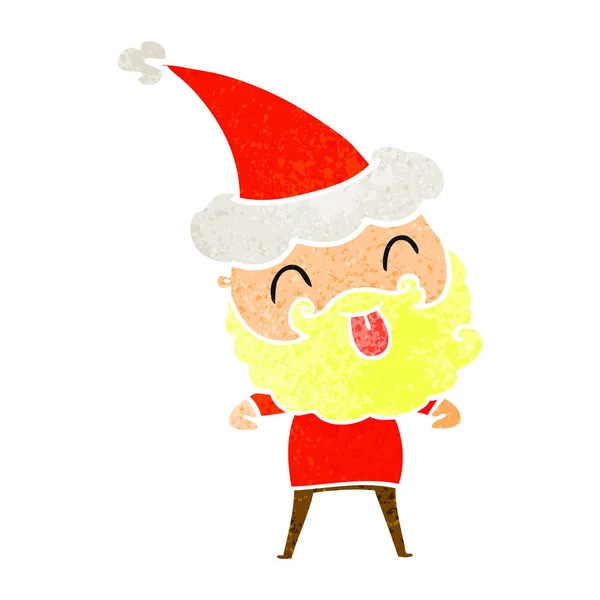 Sakallı Noel Baba Şapkası Giyen Dilini — Stok Vektör