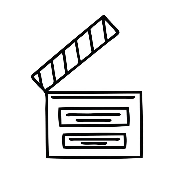 Linjeritning Karikatyr Film Filmklappa — Stock vektor