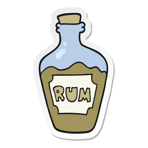 Sticker van een cartoon rum fles — Stockvector