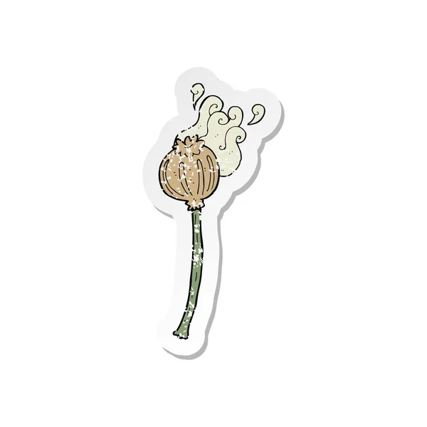Retro Distressed Sticker Cartoon Dried Poppy — Stock Vector