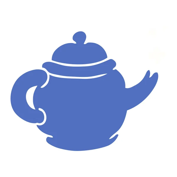 Gribouille de dessin animé d'une théière bleue — Image vectorielle