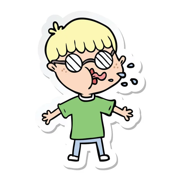Van een jongen van de cartoon dragen van bril sticker — Stockvector
