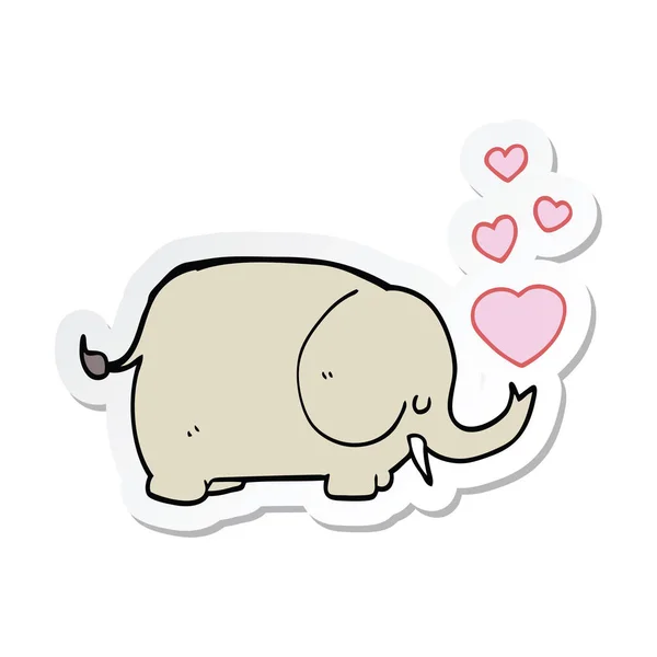 Klistermärke Gullig Tecknad Elefant Med Love Hjärtan — Stock vektor