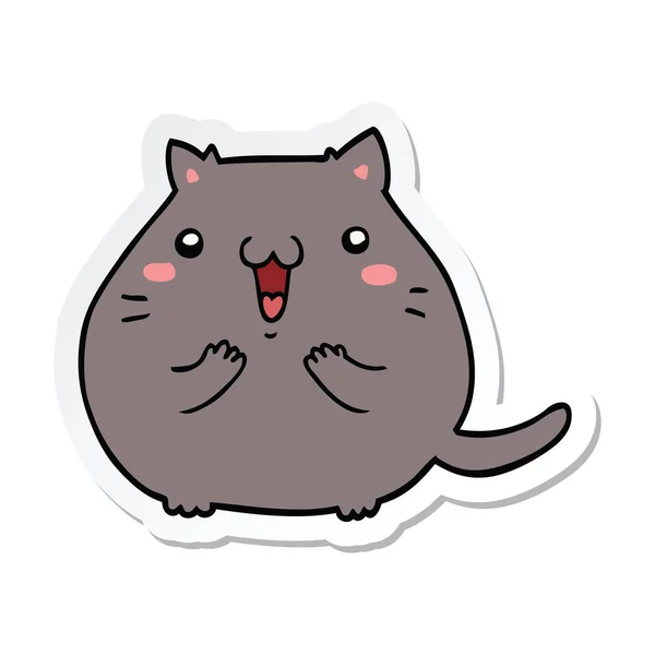 Sticker Happy Cartoon Cat — Stock Vector