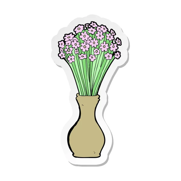 Etiqueta de umas flores de desenho animado em pote — Vetor de Stock