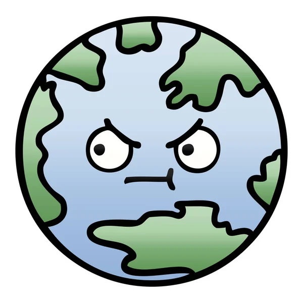 Gradient Shaded Cartoon Planet Earth — Stock Vector