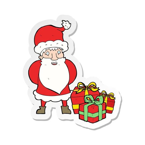 Etiqueta Desenho Animado Papai Noel —  Vetores de Stock