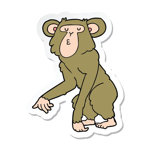 Sticker Cartoon Chimpanzee — Stock Vector