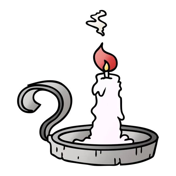 Garabato de dibujos animados degradado de un candelabro y vela encendida — Vector de stock