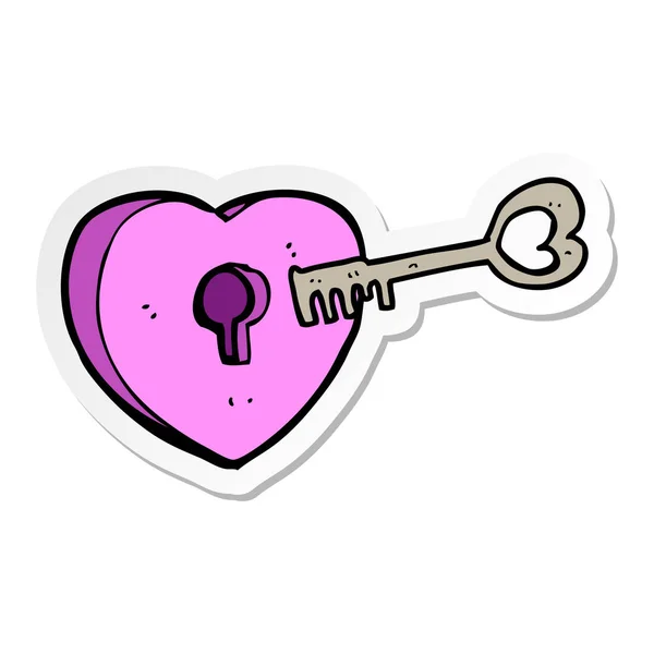 Sticker Cartoon Heart Keyhole — Stock Vector