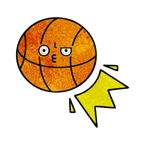 Retro Grunge Textuur Cartoon Van Een Basketbal — Stockvector