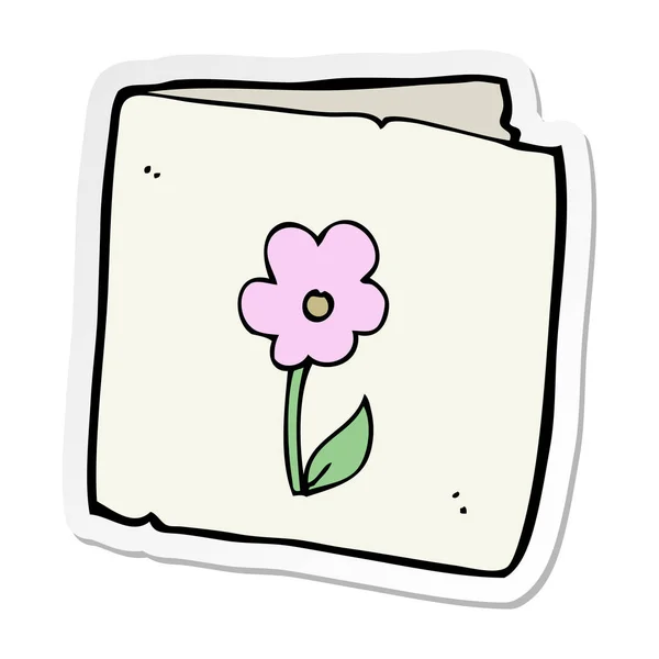 Sticker van een cartoon bloem wenskaart — Stockvector