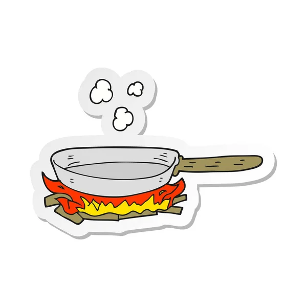 Sticker Cartoon Frying Pan Fire — Stock Vector