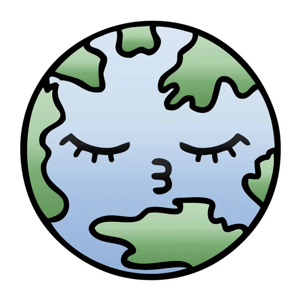 Gradient Schattierte Karikatur Eines Planeten Erde — Stockvektor