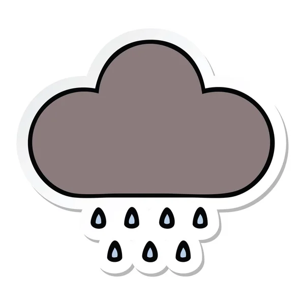 Autocollant d'un joli dessin animé orage pluie nuage — Image vectorielle