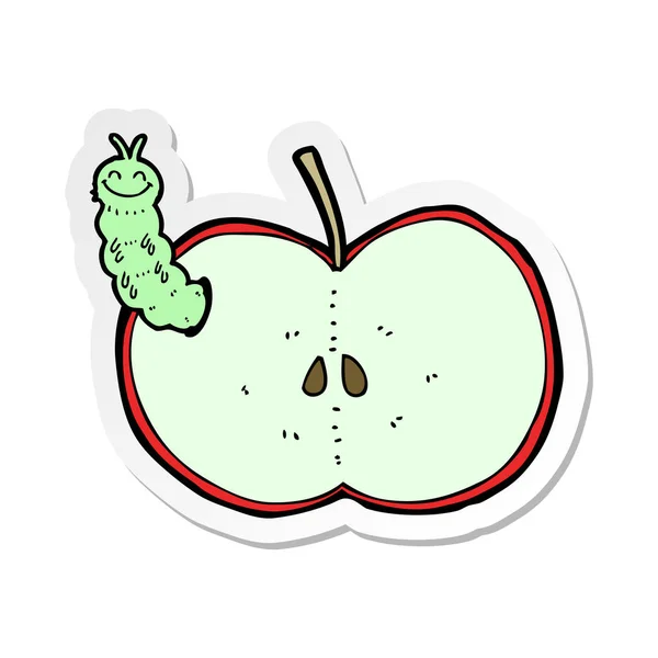 Pegatina Bicho Dibujos Animados Comer Manzana — Vector de stock