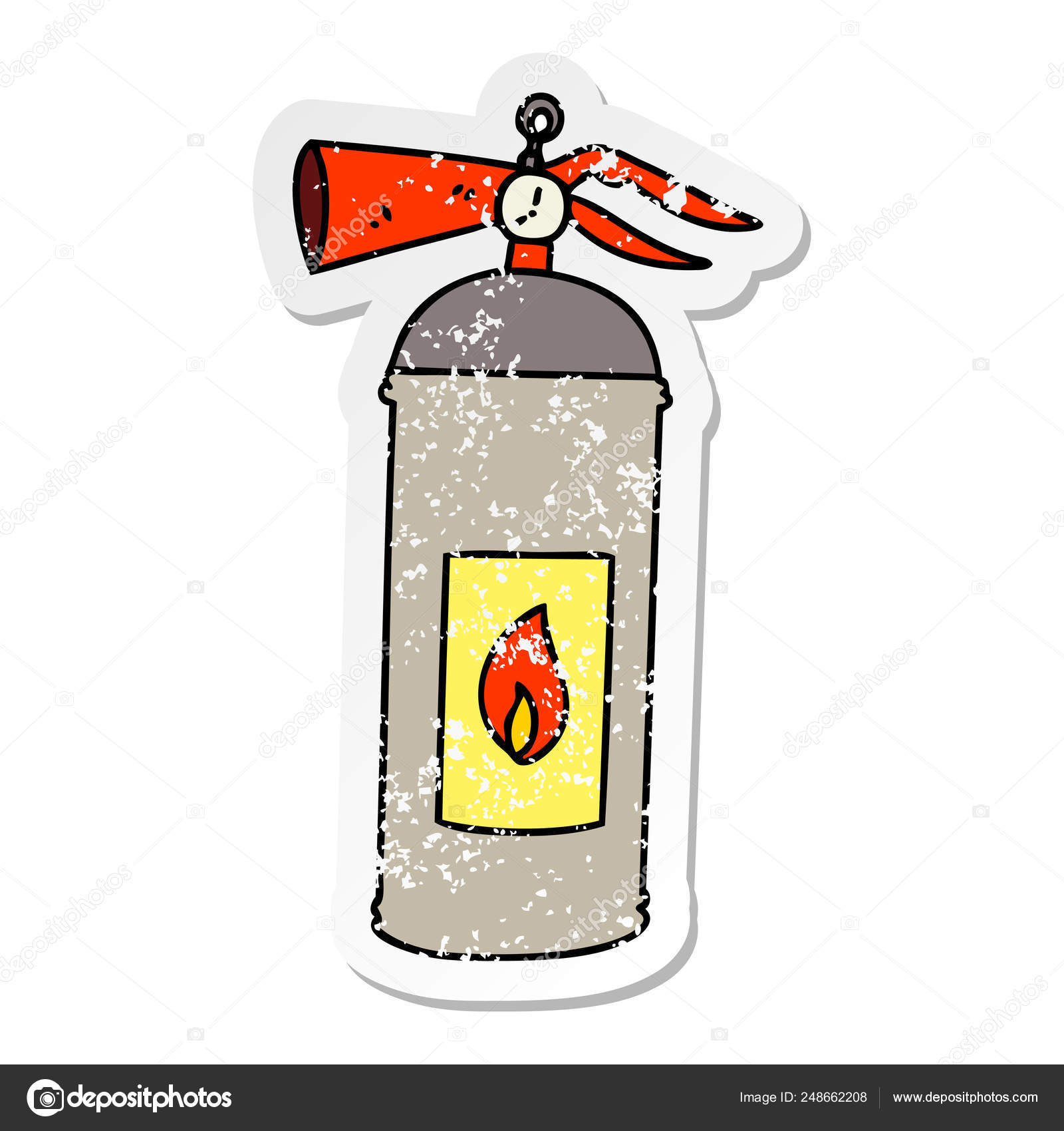 Distressed Sticker Quirky Hand Drawn Cartoon Fire Extinguisher Stock Vector  Image by ©lineartestpilot #248662208