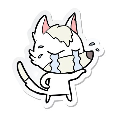 etiket bir karikatür ağlayan kurt