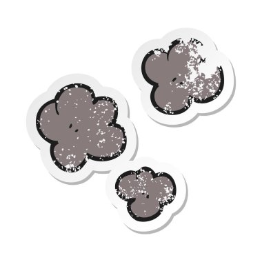 Retro etiket bir karikatür duman bulutu sembol sıkıntılı