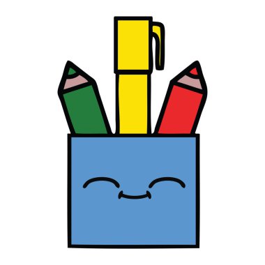 sevimli çizgi bir kalem tencere