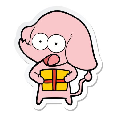 etiket Noel hediyesi ile sevimli çizgi fil