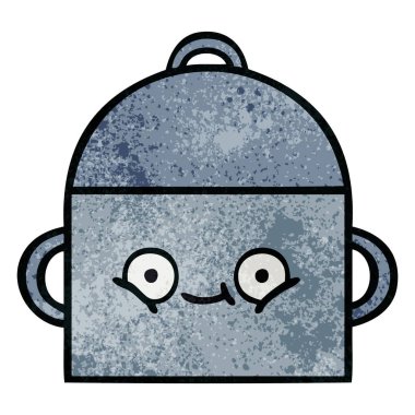 Retro grunge doku karikatür bir pişirme tencere