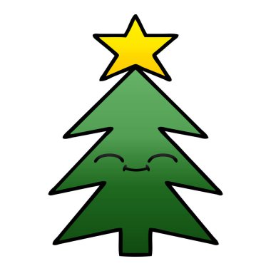 Degrade gölgeli karikatür Noel ağacı