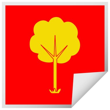 ilginç kare peeling etiket karikatür ağaç