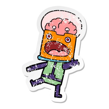 bir çizgi film robot sıkıntılı etiket