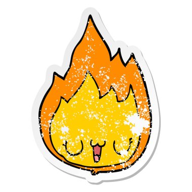 yüzü olan bir çizgi film alevi sıkıntılı etiket