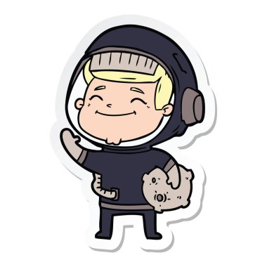 mutlu karikatür astronotun etiket