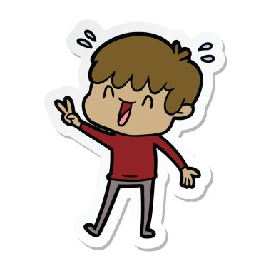 etiket bir karikatür gülen çocuk