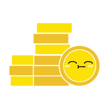 düz renk retro karikatür bir sikke