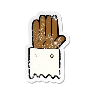 çizgi film el simgesi Retro sıkıntılı etiket