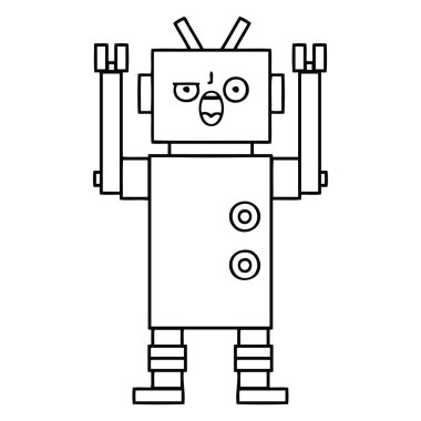 kızgın bir robot çizim karikatür